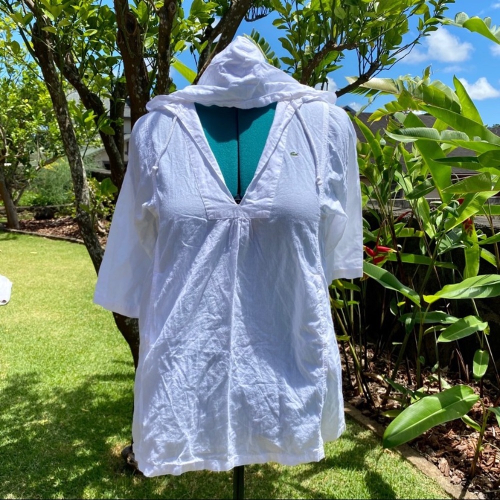 Vintage Lacoste White Lawn Cotton Classic
Hoodie Loungewear Beach Pool Cover Up